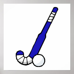 Blue Fält Hockey Stick Poster