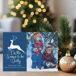 Blue Family Photo - säsongen för Jolly Hjort Julkort