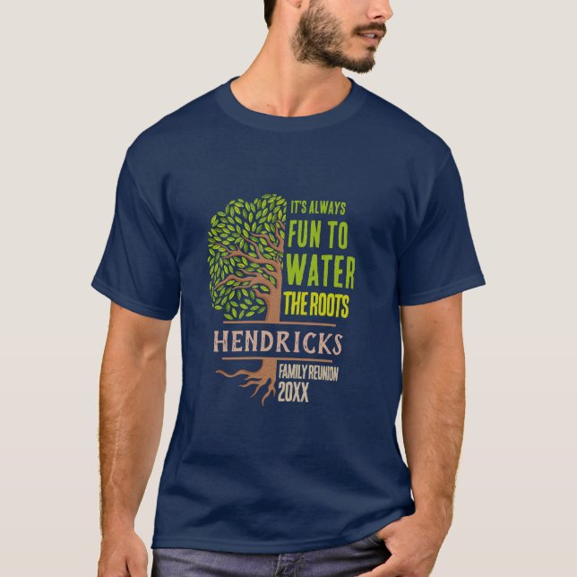 Blue Family Tree themed custom Family Reunion T-Sh T Shirt (Framsida)