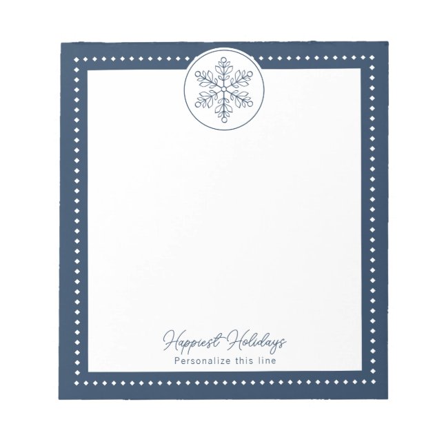 Blue Fancy Snowflake Personalized Holiday Anteckningsblock (Framsida)