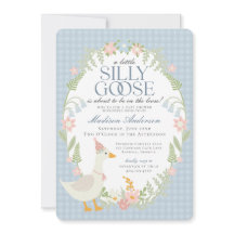 Blue Fånig Goose Blommigt Gingham Baby Shower