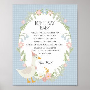 Blue Fånig Goose Blommigt Gingham Dont Säg Baby Ga Poster