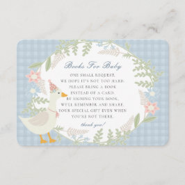 Blue Fånig Goose Gingham Blommigt Bokar för Baby Tilläggskort