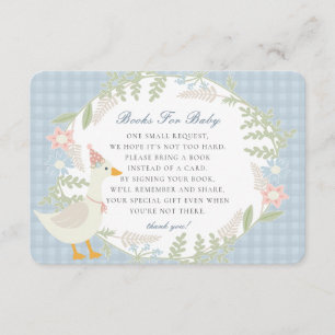 Blue Fånig Goose Gingham Blommigt Bokar för Baby Tilläggskort
