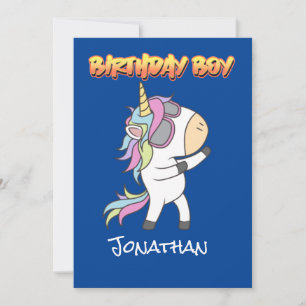 Blue Fantastisk Unicorn Birthday Boy Inbjudan