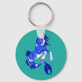 Blue Fantasy Clydesdale Seahorse Nyckelring