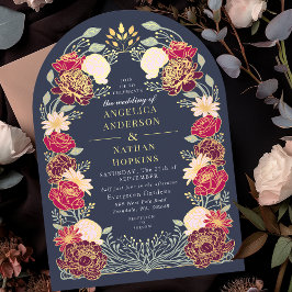 Blue Fantasy Enchanted Blommigt Garden Wedding Arc Inbjudningar