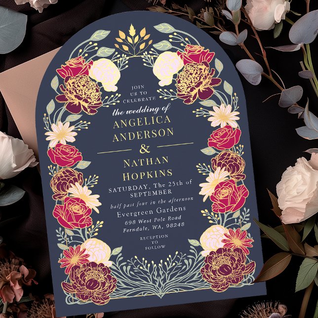 Blue Fantasy Enchanted Blommigt Garden Wedding Arc Inbjudningar (Skapare uppladdad)