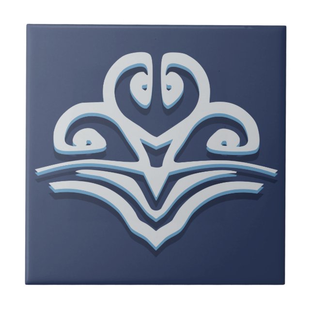 Blue Fantasy Forest Mural Woodland Gräns Rulla C Kakelplatta (Framsidan)