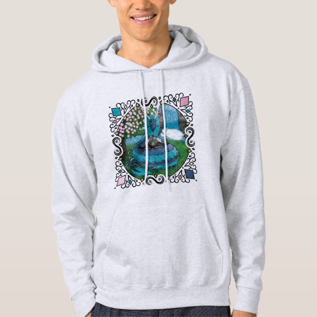 Blue Fantasy Östra Dragon Tea Time Hoodie (Framsida)