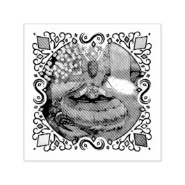 Blue Fantasy Östra Dragon Tea Time Självfärgande Stämpel