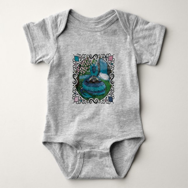 Blue Fantasy Östra Dragon Tea Time T Shirt (Framsida)