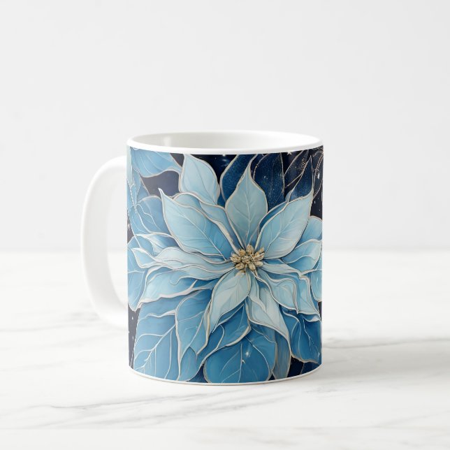 Blue Fantasy Poinsettia Kaffemugg (Framsida vänster)
