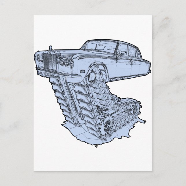 Blue Fantasy Rolls Royce Vykort (Framsida)