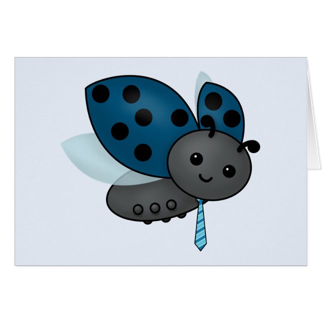 Blue Far Ladybug i en Necktie Hälsningskort (Framsidan Horizontal)