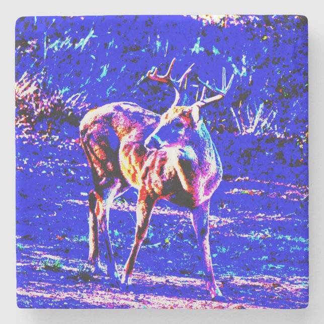 Blue Färg Buck Vild Hjort Art Underlägg (Framsidan)
