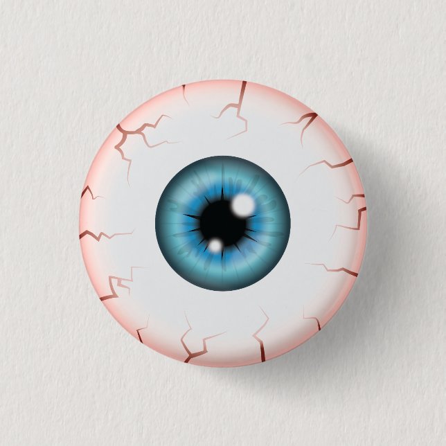Blue Färg Eyeball Halloween Bloodshot Eyeball Knapp (Framsida)