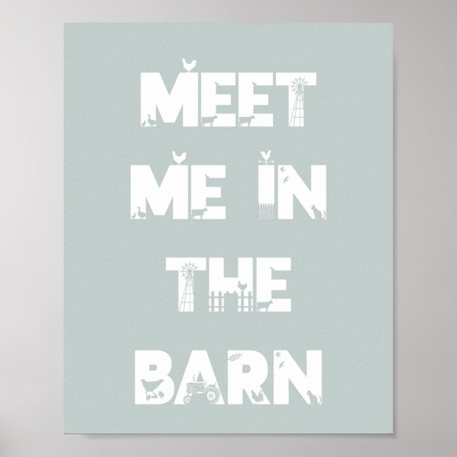Blue Farm Barnyard Birthday Tabeltop-skylt/Poster Poster (Framsidan)