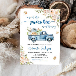 Blue Farm Lastbil Little Pumpkins Baby Shower Inbjudningar