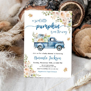 Blue Farm Lastbil Little Pumpkins Baby Shower Inbjudningar