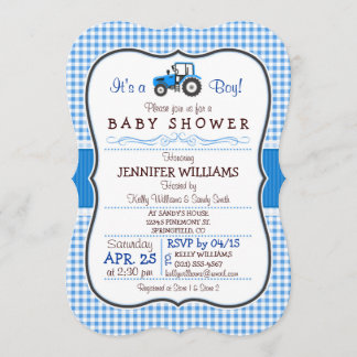 Blue Farm Tractor Boy Shower-inbjudan Inbjudningar