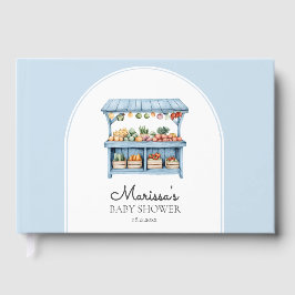 Blue Farmers Market Baby Shower Guest Book Gästböcker