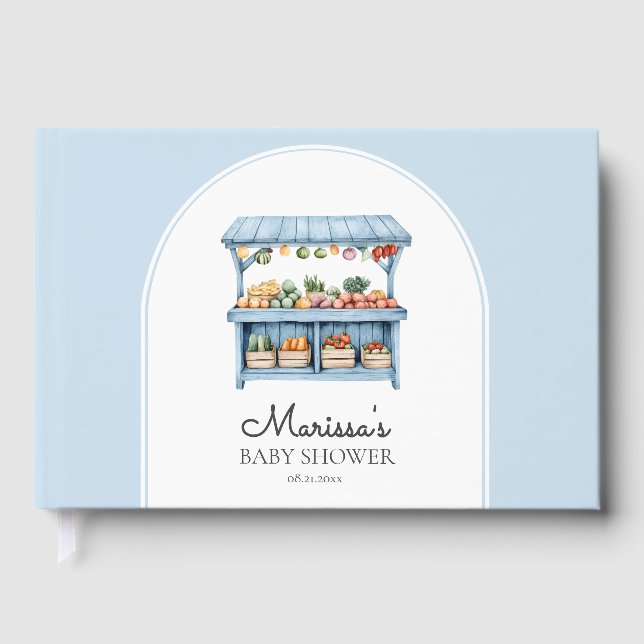 Blue Farmers Market Baby Shower Guest Book Gästböcker (Framsida)