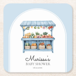 Blue Farmers Market Baby Shower Underlägg Papper Kvadrat