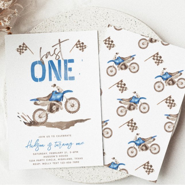 Blue Fast One Dirt Bike-inbjudan Inbjudningar (Skapare uppladdad)