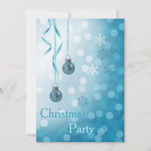 Blue Faux Glitter julprydnad Inbjudningar