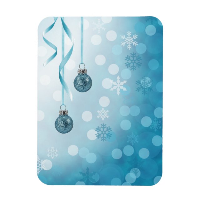 Blue Faux Glitter julprydnad Magnet (Vertikal)