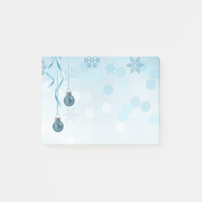 Blue Faux Glitter julprydnad Post-it Block (Framsida)