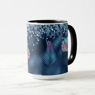 Blue Faux Glitter & Matching Löv Mugg