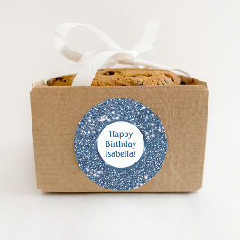 Blue Faux Glitter Struktur Anpassningsbar Grattis  Runt Klistermärke