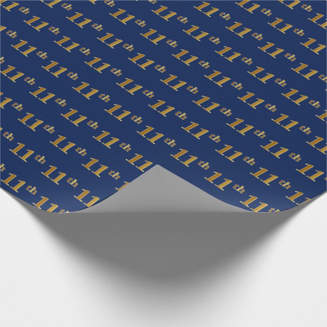 Blue, Faux Guld 11:e (elfte) händelsen Presentpapper (Hörn)