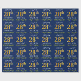 Blue, Faux Guld "LYCKLIG 28:e BIRTHDAY" Presentpapper