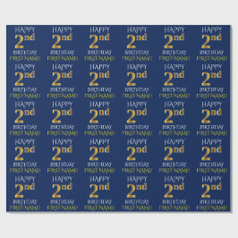 Blue, Faux Guld (LYCKLIG 2:a BIRTHDAY) Presentpapper