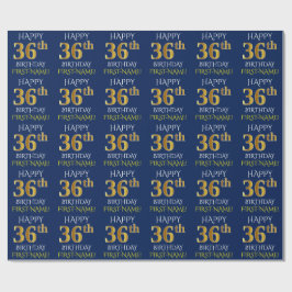 Blue, Faux Guld "LYCKLIG 36:e BIRTHDAY" Presentpapper
