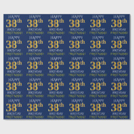 Blue, Faux Guld "LYCKLIG 38:e BIRTHDAY" Presentpapper