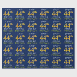 Blue, Faux Guld "LYCKLIG 44:e BIRTHDAY" Presentpapper