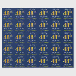 Blue, Faux Guld "LYCKLIG 48:e BIRTHDAY" Presentpapper