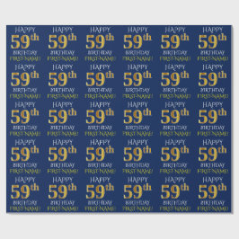 Blue, Faux Guld ’LYCKLIG 59 BIRTHDAY’ Presentpapper