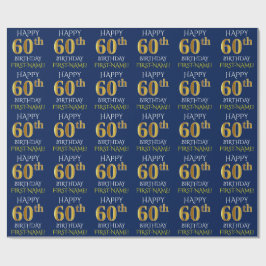 Blue, Faux Guld "LYCKLIG 60:e BIRTHDAY" Presentpapper