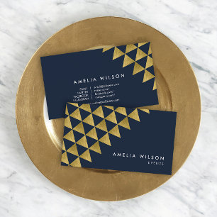 Blue Faux Guld Triangles Events Social Media Visitkort