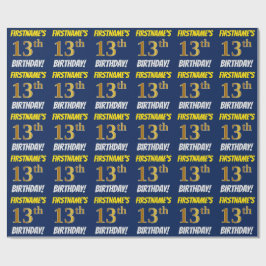 Blue, Faux/Imitation Guld, "13:e BIRTHDAY" Presentpapper