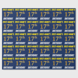 Blue, Faux/Imitation Guld, "17:e BIRTHDAY" Presentpapper