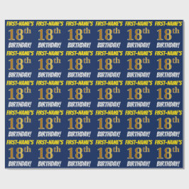 Blue, Faux/Imitation Guld, ’18 BIRTHDAY’ Presentpapper