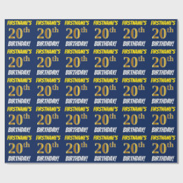 Blue, Faux/Imitation Guld, "20 BIRTHDAY" Presentpapper