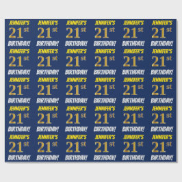 Blue, Faux/Imitation Guld, "21:a BIRTHDAY" Presentpapper