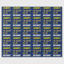 Blue, Faux/Imitation Guld, "22nd BIRTHDAY" Presentpapper